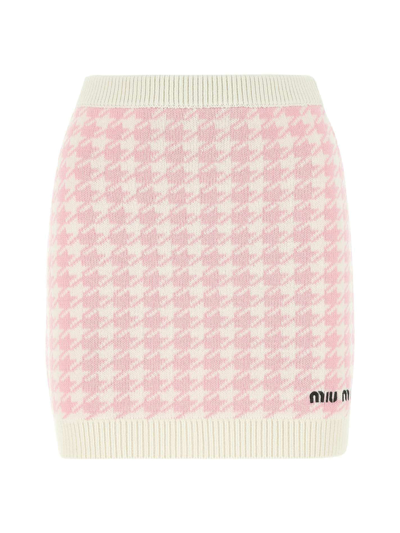 Shop Miu Miu Cashmere Skirt In White