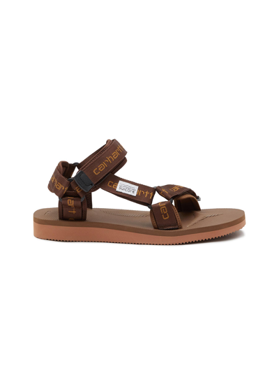 Shop Suicoke X Carhartt Wip ‘depa' Double Band Flat Sandals In Brown
