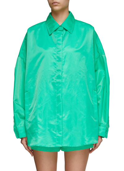 Shop The Frankie Shop 'perla' Concealed Placket Oversized Shirt Jacket In Green