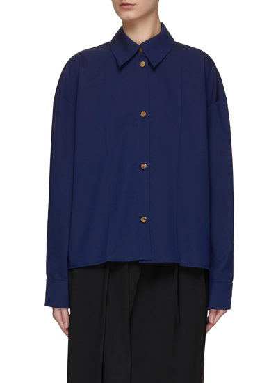Shop A.w.a.k.e. Point Collar Cotton Classic Shirt In Blue