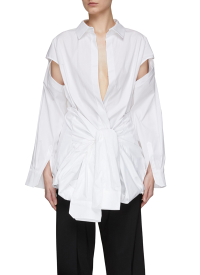 Shop A.w.a.k.e. Belted Deconstructed Shirt In White