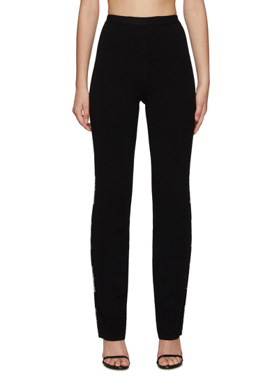 Shop Alexander Wang T Logo Jacquard Side Stripe Straight Bodycon Leggings In Black