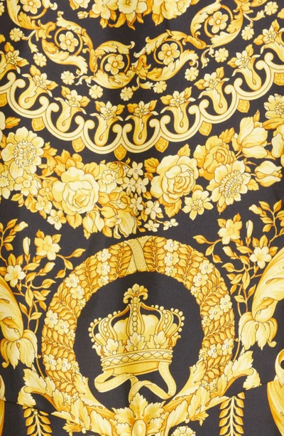 Shop Versace Barocco Print Silk Shirtdress In Black Gold