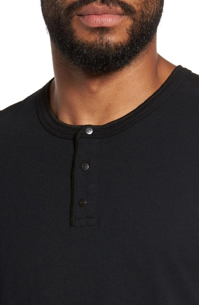Shop Reigning Champ Long Sleeve Henley T-shirt In Black