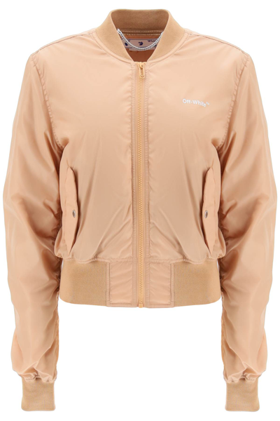 Shop Off-white Off White Diag Bomber Jacket In Beige