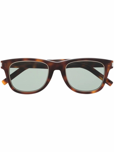 Shop Saint Laurent Saint L Au Rent Men's  Brown Acetate Sunglasses