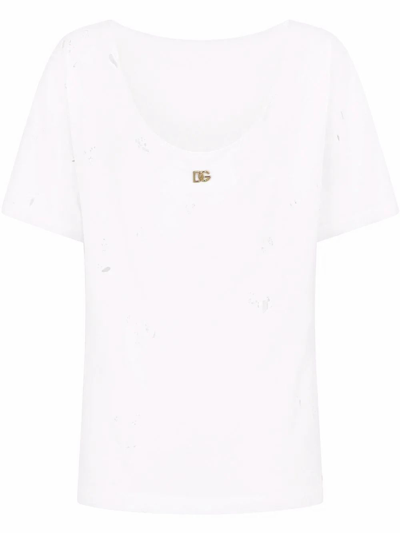 Shop Dolce E Gabbana Women's  White Cotton T Shirt