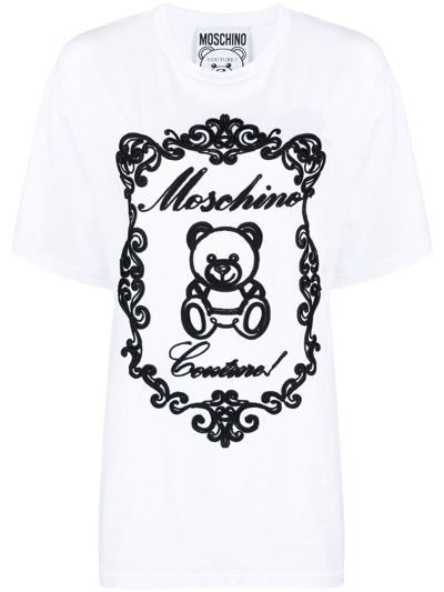 Shop Moschino Women's  White Cotton T Shirt
