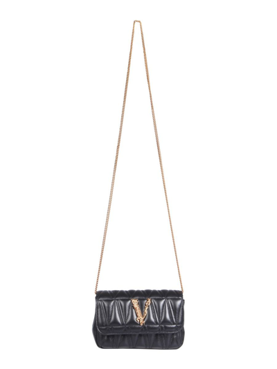 Shop Versace Women's  Black Leather Shoulder Bag