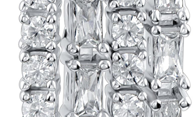 Cz By Kenneth Jay Lane Round & Baguette Cz Fringe Drop Earrings In Clear/ Silver
