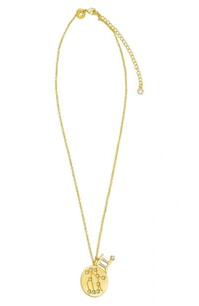 Cz By Kenneth Jay Lane Round Cz Constellation Pendant Necklace In Gemini/gold
