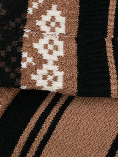 Shop Sacai Stripe-print Detail Socks In Brown