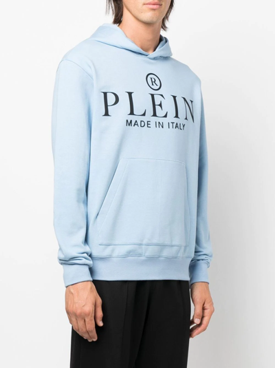 Shop Philipp Plein Logo-print Pullover Hoodie In Blue