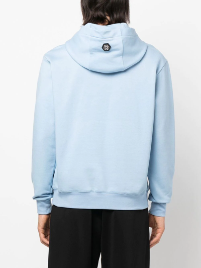Shop Philipp Plein Logo-print Pullover Hoodie In Blue