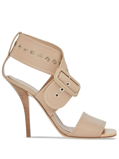 Buckle Detail Chic: Burberry Leather Sandals