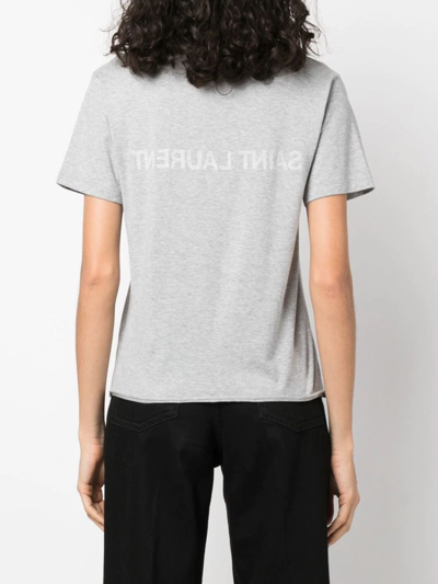 Shop Saint Laurent Reverse Logo-print Short-sleeve T-shirt In Grey