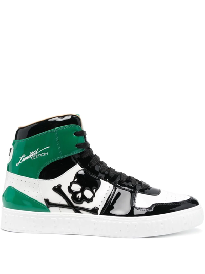 Shop Philipp Plein Skull Lace-up Sneakers In Green