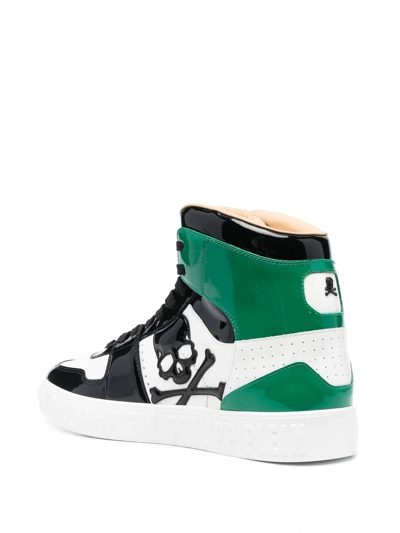 Shop Philipp Plein Skull Lace-up Sneakers In Green