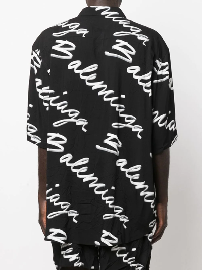 Shop Balenciaga Minimal Scribble Logo-print Shirt In Black