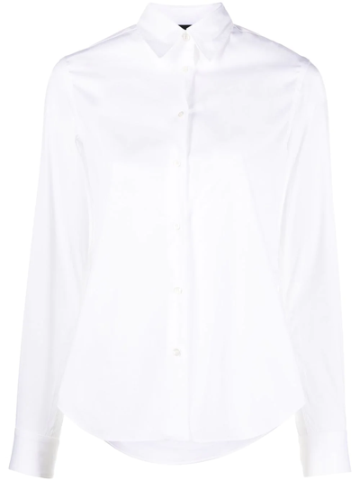 Shop Aspesi Button-up Curved-hem Shirt In White