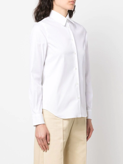 Shop Aspesi Button-up Curved-hem Shirt In White