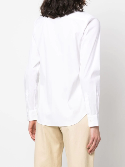 Shop Aspesi Button-up Curved-hem Shirt In White