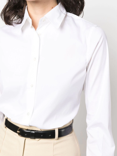 Shop Aspesi Button-up Curved-hem Shirt In White