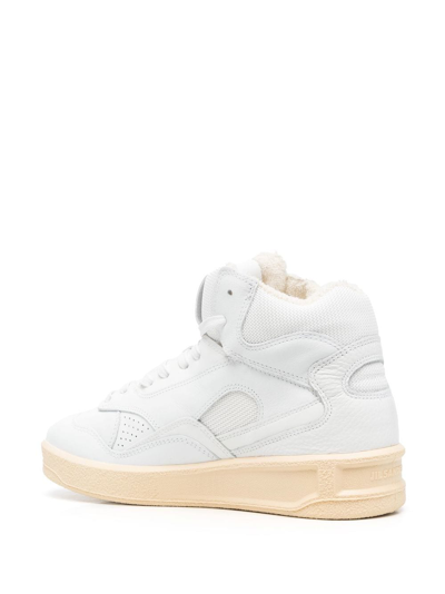 Shop Jil Sander Basket Mid Leather Sneakers In White