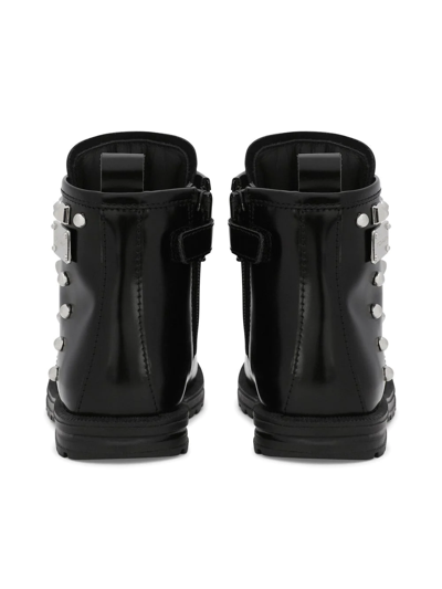 Shop Dolce & Gabbana Studded Leather Ankle Boots In Black