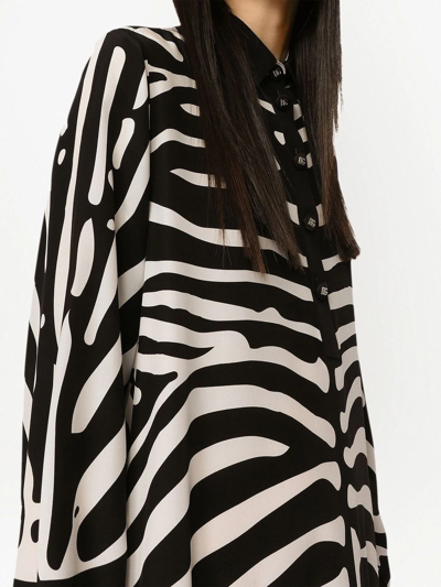 Shop Dolce & Gabbana Zebra-print Crepe-de-chine Kaftan In Black