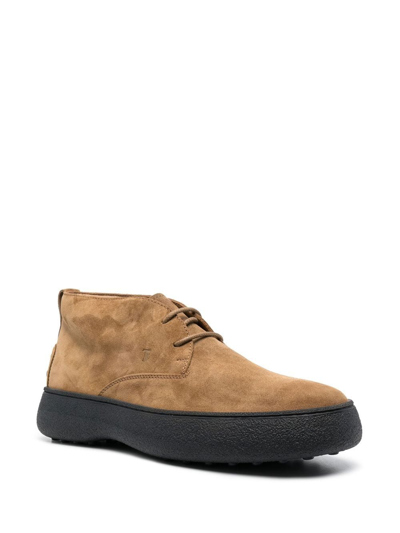 Shop Tod's W.g. Desert Suede Boots In Brown