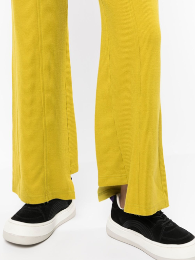 Shop Miharayasuhiro Logo-patch Flared Trousers In Yellow