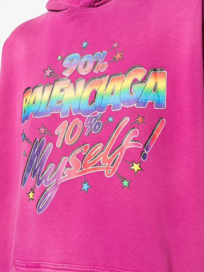 Shop Balenciaga Rainbow Logo Cotton Hoodie In Pink