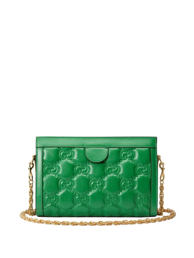 Shop Gucci Gg Matelassé Leather Shoulder Bag In Green
