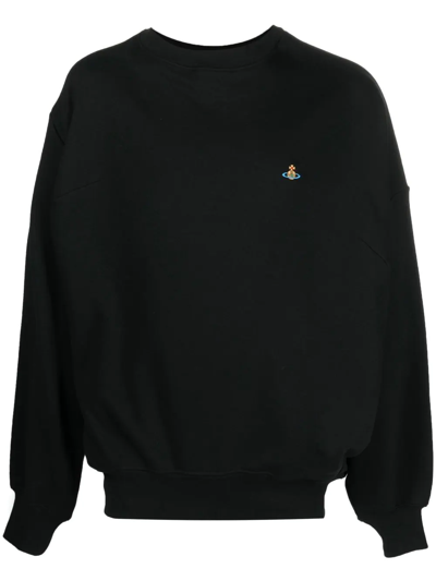 Shop Vivienne Westwood Drunken Orb-embroidered Sweatshirt In Black