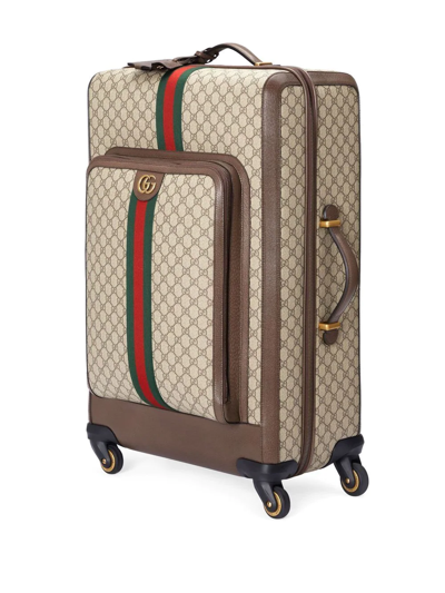 Shop Gucci Large Ophidia Suitcase In Brown