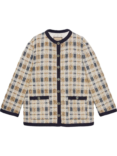 Shop Gucci Lurex Tweed Jacket In Neutrals