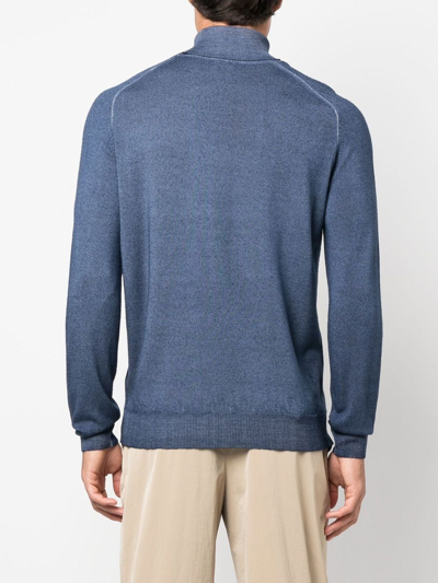 Shop Etro Embroidered-logo Roll Neck Sweater In Blue