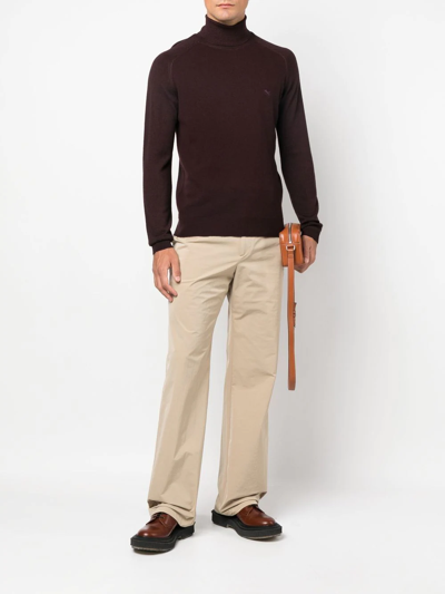 Shop Etro Roll Neck Knitted Jumper In Brown