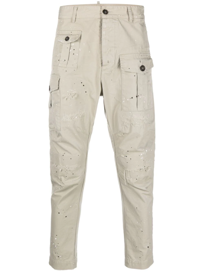 Shop Dsquared2 Paint Splatter-print Cargo Trousers In Neutrals