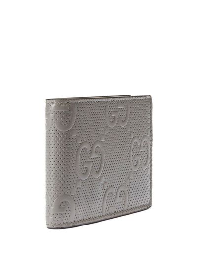 Shop Gucci Gg Embossed Bi-fold Wallet In Grey