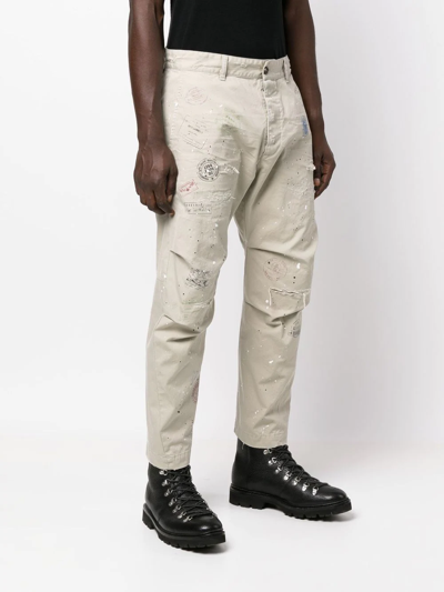 Shop Dsquared2 Logo-print Cargo Trousers In Neutrals