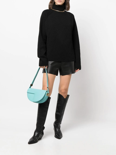 Shop Patou Panelled Calf-leather Shoulder Bag In Blue