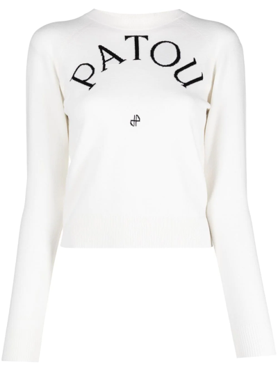 Shop Patou Logo-print Wool-blend Jumper In White