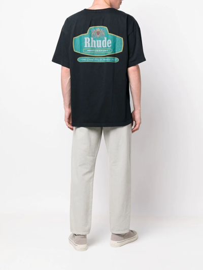 Shop Rhude Logo-print Cotton T-shirt In Black