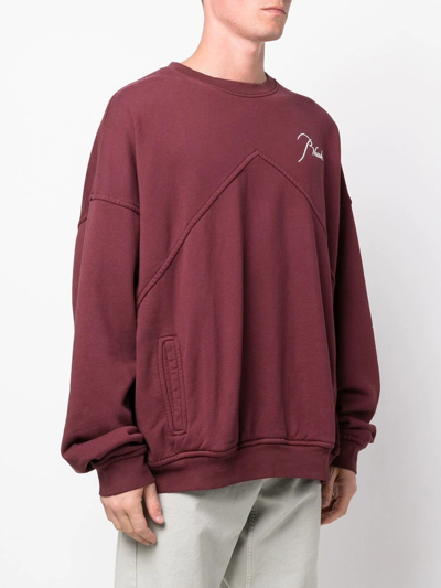 Shop Rhude Embroidered-logo Cotton Jumper In Red
