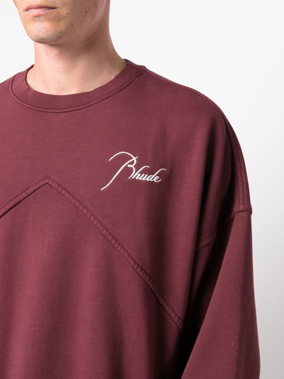 Shop Rhude Embroidered-logo Cotton Jumper In Red