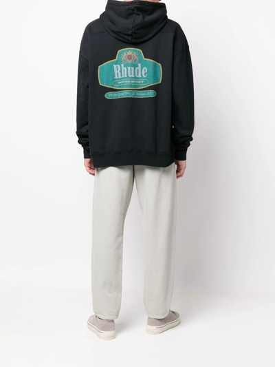 Shop Rhude Logo-print Hoodie In Black