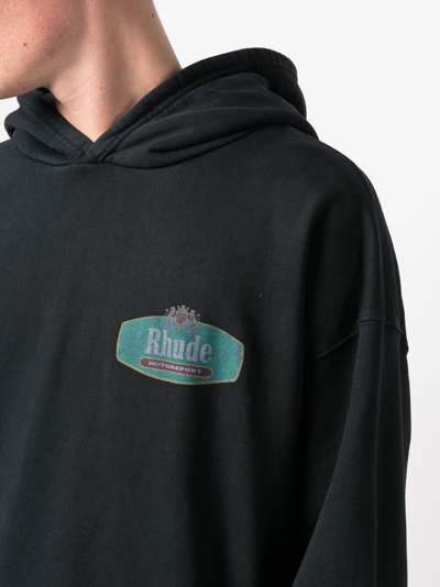 Shop Rhude Logo-print Hoodie In Black