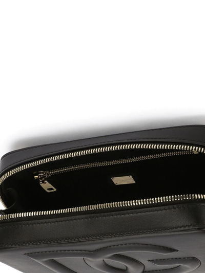 Dolce & Gabbana Black Crossbody Bag With Quilted Logo In Leather Woman